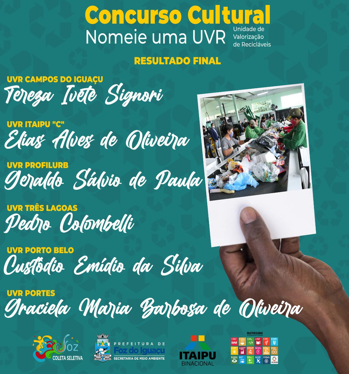 Terra das Cataratas: MEIO AMBIENTE DIVULGA RESULTADO DO CONCURSO CULTURAL “NOMEIE UMA UVR”